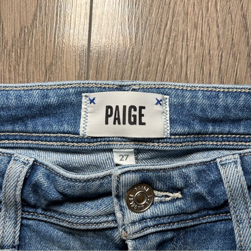 Paige Cindy Outseam Slit Jean in Seaspray Distressed Size 27 - Picture 16 of 16